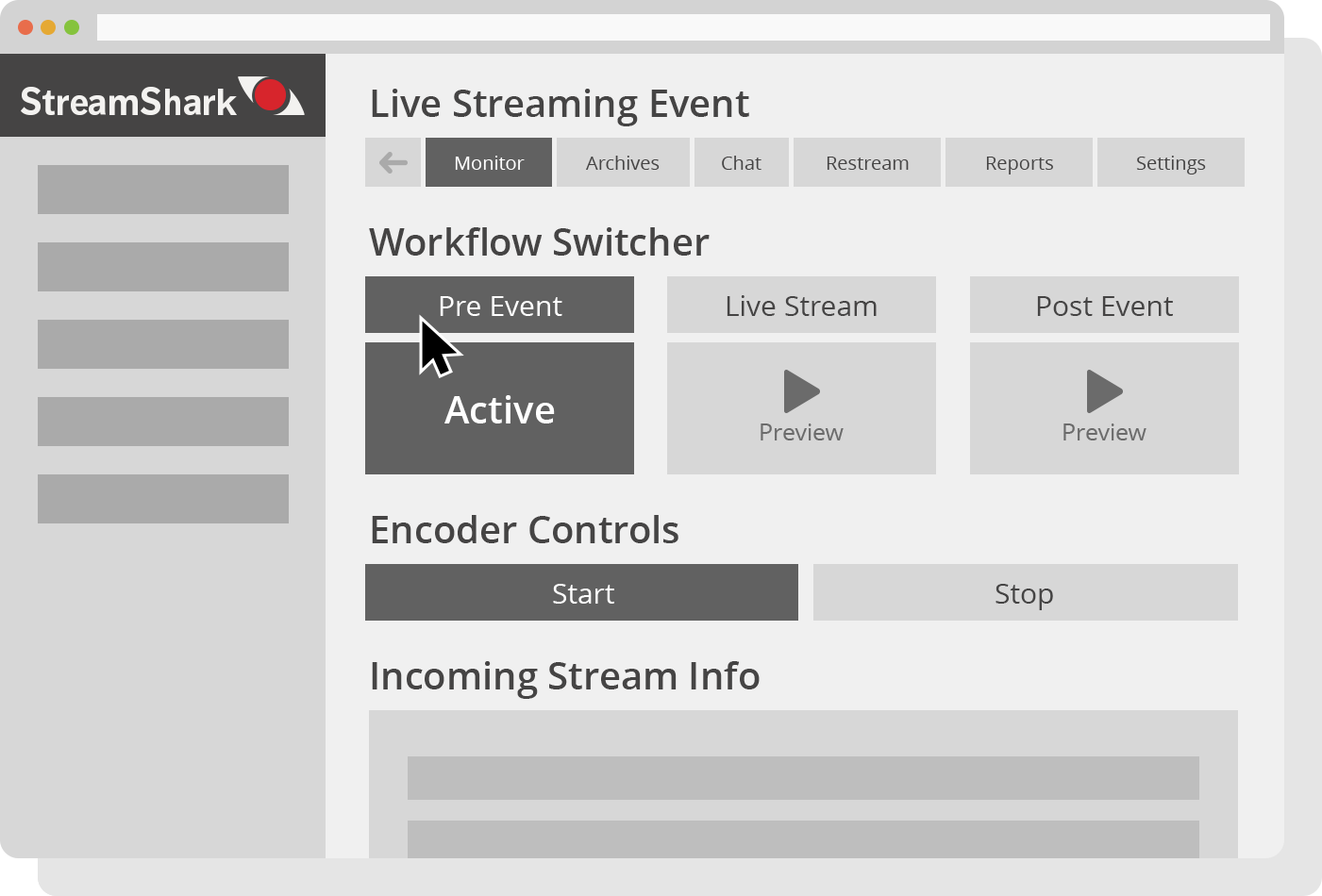 Live Streaming Workflow With Encoder Controls